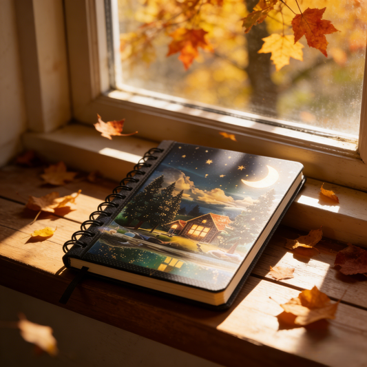 Moonlit Cabin Spiral Notebook – 120 Pages Dreamy Night Journal