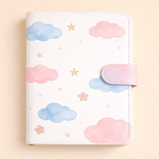 Cute Cloud PU Leather Notebook – Daily Lined Journal with Strap Closure